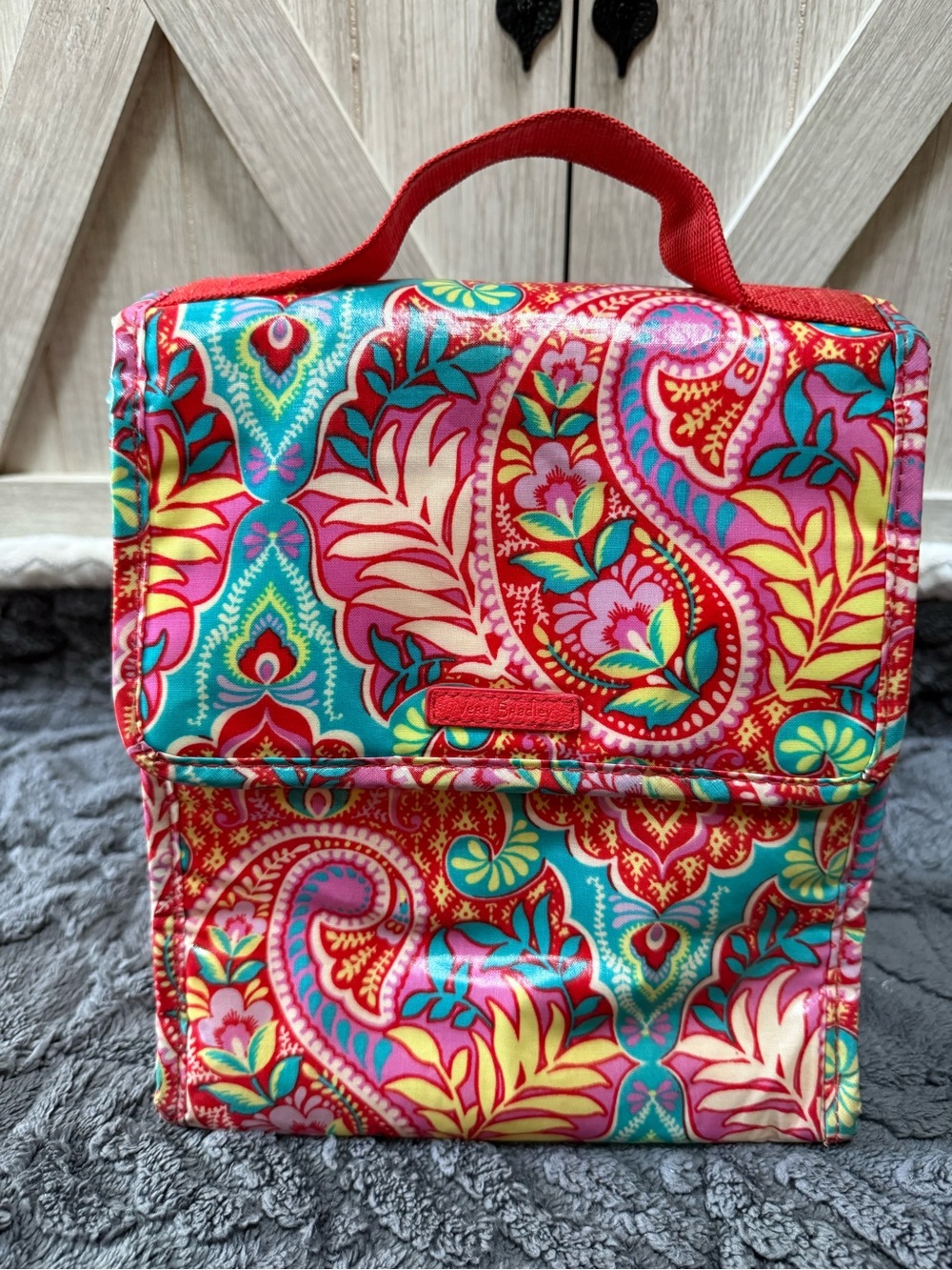 Vera Bradley -Red Paisley Insulated Lunch Tote with Teal Accents